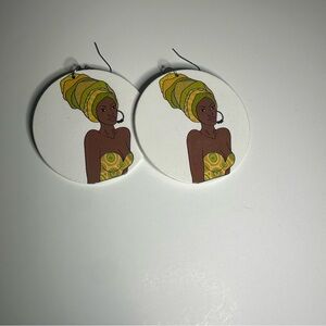 Artistic Yellow and Green Earrings